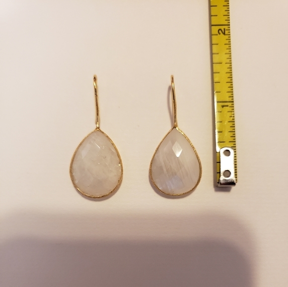 NWOT Gold Plated Gemstone Drop Earrings - Picture 2 of 6